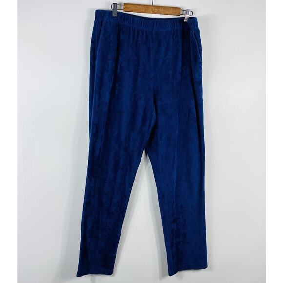 Lands End Size XL Tall Sport Knit High Rise Pull On Corduroy Pants Navy Blue - Picture 1 of 5